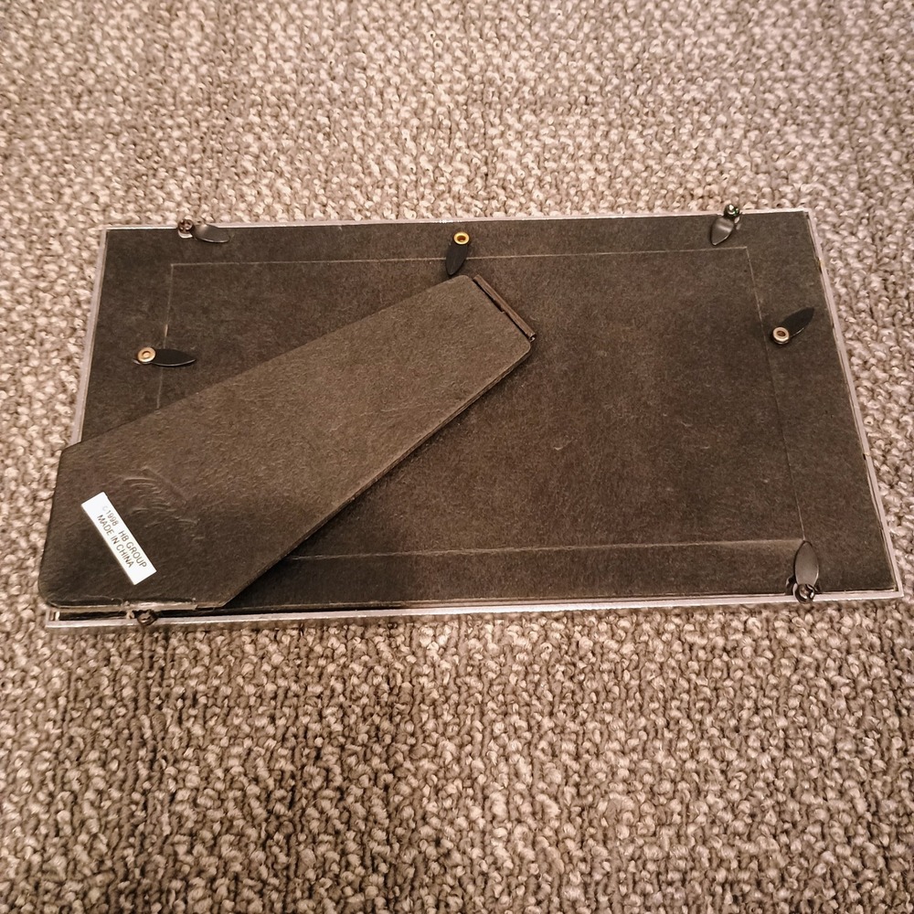 Vintage 1998 HB Group Silver Metal Multi Color Glass 4x6 Picture Frame Modernist - Picture 2 of 5